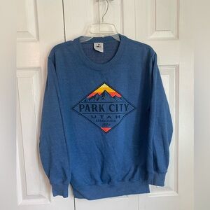 Park City Utah Women Size Small Blue Crew Neck Sweatshirt Prairie Mountain